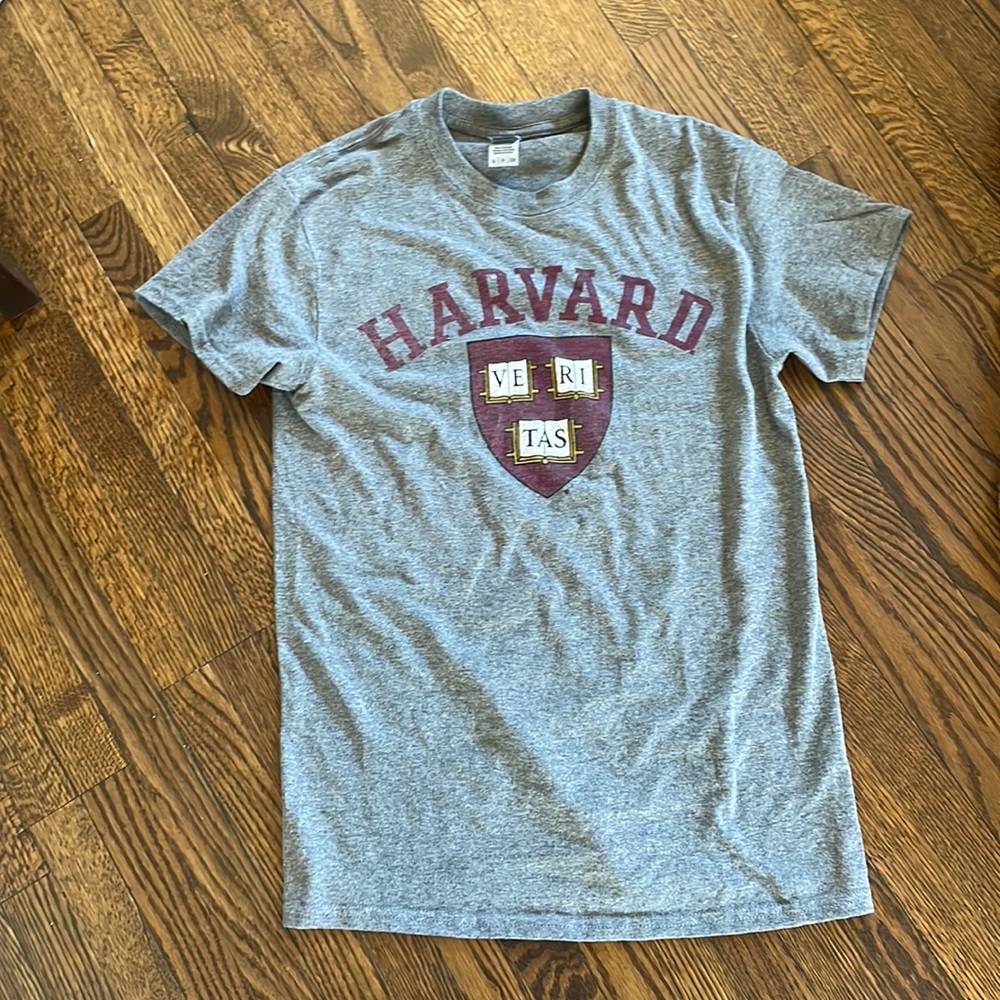 Harvard Logo T Shirt Grey & Bergundy